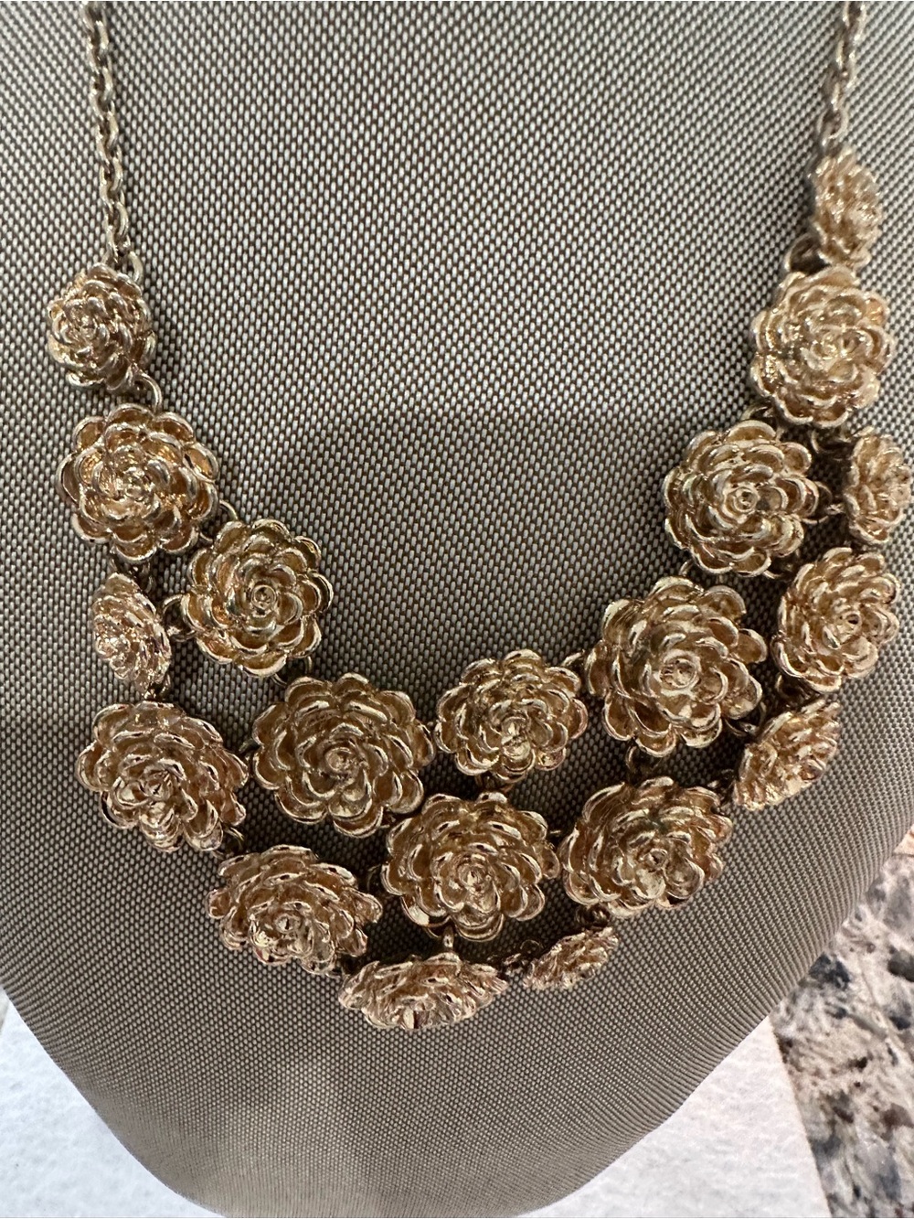 Gold tone Floral Statement Necklace - Women Jewelry